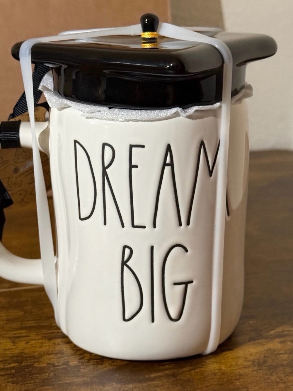 Rae Dunn Snoopy Dream Big Ceramic Mug with Black Lid - Picture 3 of 7